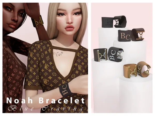 Alpha Blue Craving Noah Cuff Bracelets by bluecraving - The Sims 4 Custom Content