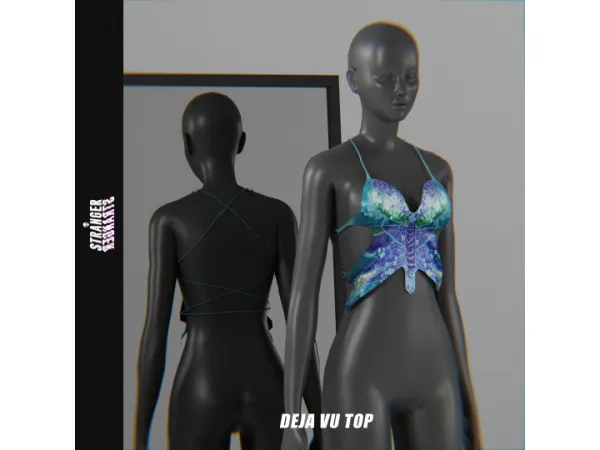 Alpha Deja Vu Top by Stranger Creations - The Sims 4 Custom Content