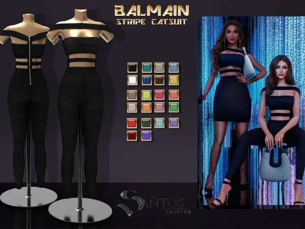 Alpha SF B Stripe Catsuit - The Sims 4 Custom Content