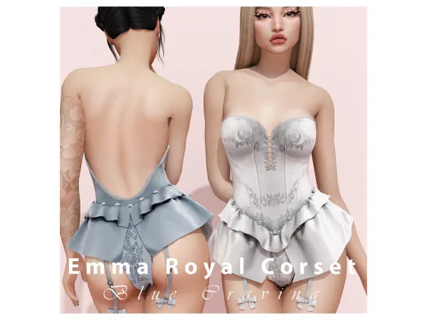 Alpha Blue Craving Emily Royal Corset UPDATE 22112022 - The Sims 4 Custom Content