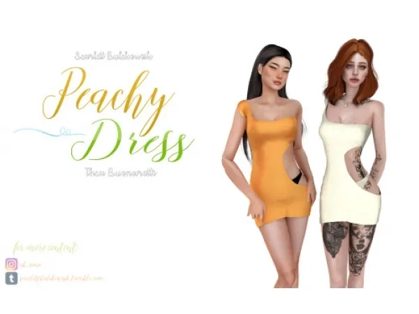 Alpha [Scarlett Bulckowisk] Peachy Dress - The Sims 4 Custom Content