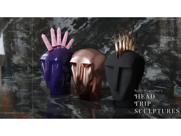 Alpha Kelly Wearstler Head Trip Sculptures by [lavi3enrose] - The Sims 4 Custom Content