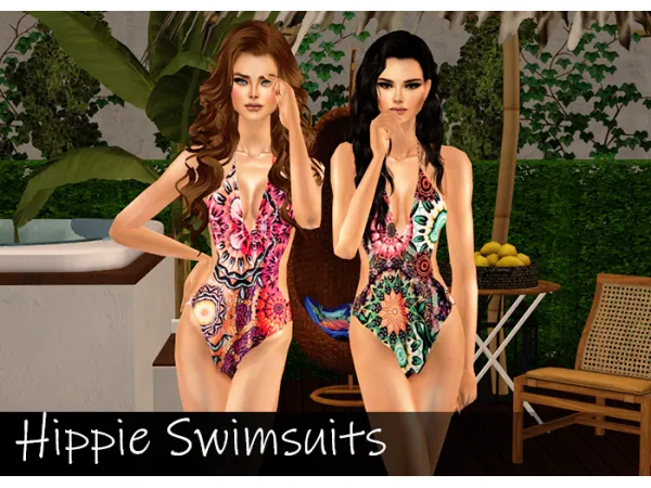 HIPPIE SWIMSUITS by quadradosims - The Sims 2 Custom Content