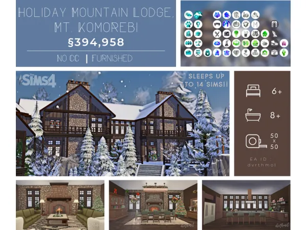 Maxis Match HOLIDAY MOUNTAIN LODGE MT KOMOREBI - The Sims 4 Custom Content