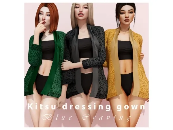 Alpha [Blue Craving] Kitsu Dressing Gown - The Sims 4 Custom Content