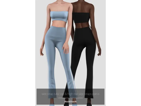 Alpha Side Straps Tube Top High Rise Side Straps Pants by BackTrack - The Sims 4 Custom Content