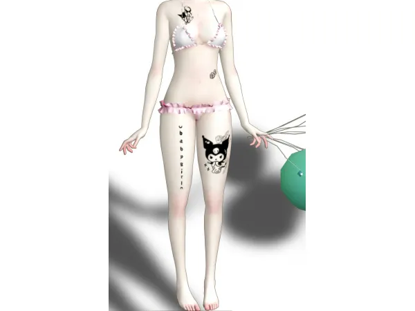 Mix Tattoo Kuromi by MOCHEN - The Sims 4 Custom Content