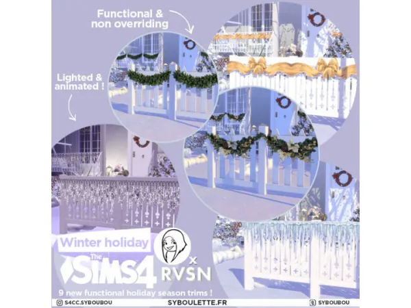 Mix Winter holiday decor trims - The Sims 4 Custom Content