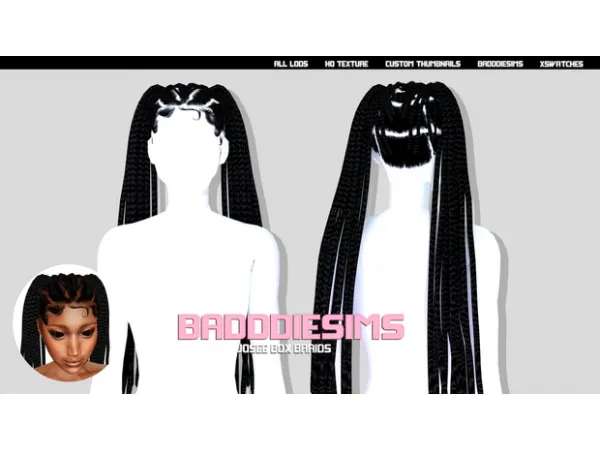 Alpha JOSEE BOX BRAIDS by BADDDIESIMS - The Sims 4 Custom Content