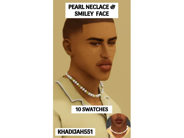 Alpha PEARL NECKLACE SMILEY FACE by simsfinds - The Sims 4 Custom Content