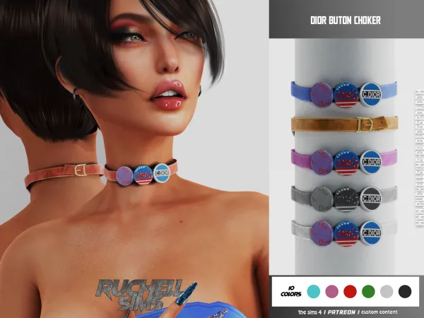 Alpha DR BUTON CHOKER FREE by ruchellsims - The Sims 4 Custom Content