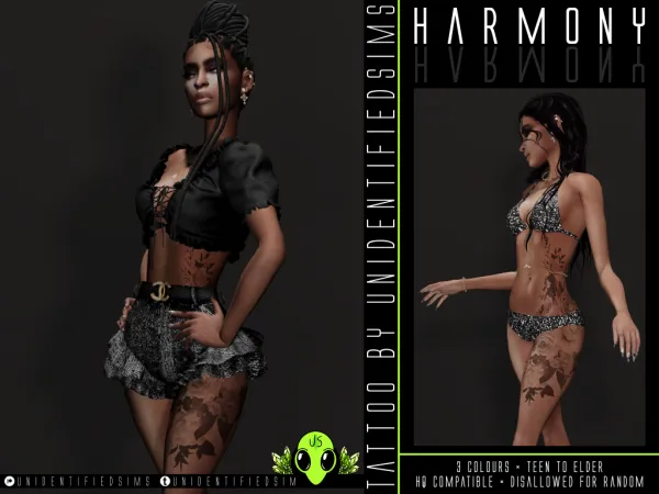 Mix Harmony Tattoo - The Sims 4 Custom Content