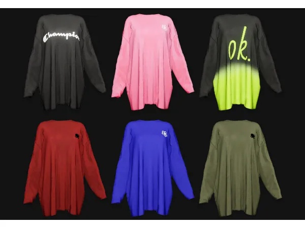 Alpha Extra Oversized Sweaters - The Sims 4 Custom Content