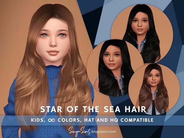 Alpha Star of The Sea Hair (PUBLIC RELEASE) by SonyaSims - The Sims 4 Custom Content