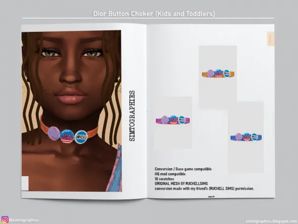 Alpha Dior Button Choker (Kids and Toddlers) CONVERSION - The Sims 4 Custom Content