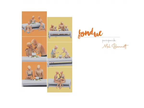 Alpha Fondue Posepack by melbennett - The Sims 4 Custom Content