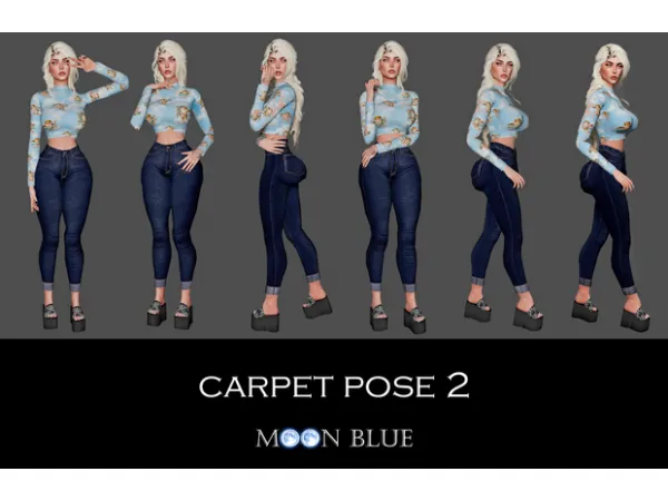 Alpha Carpet Pose 2 MOON BLUE - The Sims 4 Custom Content