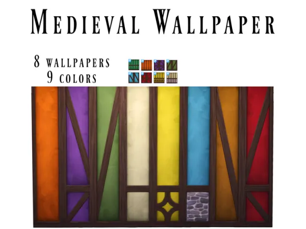 Maxis Match Medieval wallpapers Auditore by Natalia - The Sims 4 Custom Content