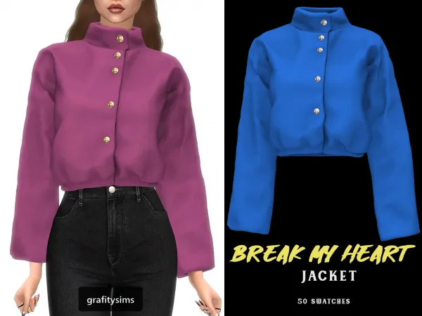Alpha Break my Heart Jacket - The Sims 4 Custom Content