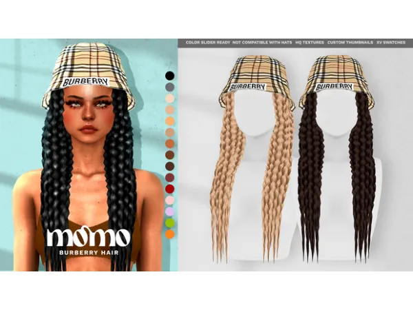 Alpha Burberry Hair by momo - The Sims 4 Custom Content