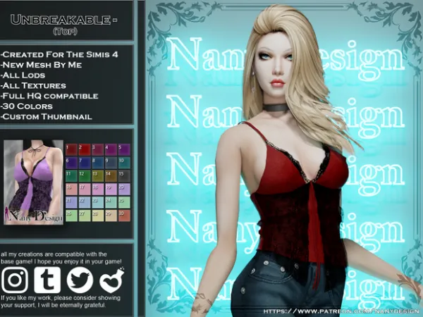 Alpha Unbreakable Top by simsfinds - The Sims 4 Custom Content