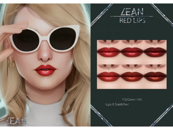 Alpha LEAN RED LIPS by LEANSIMS - The Sims 4 Custom Content