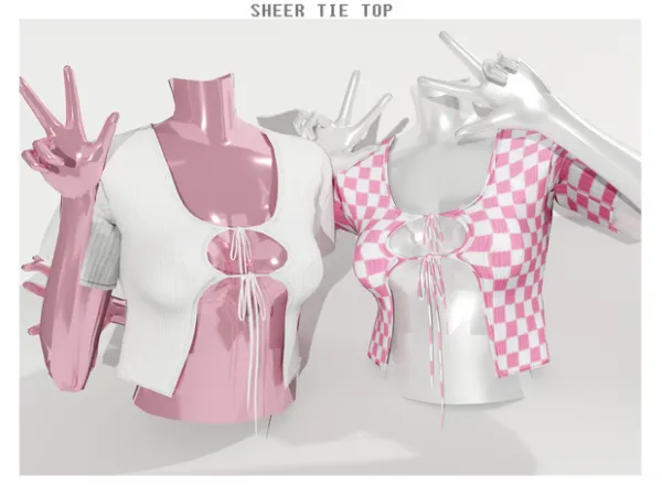 Alpha Sheer tie top by babyetears - The Sims 4 Custom Content