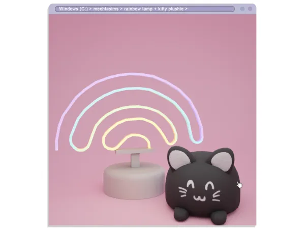 Alpha Rainbow Lamp Kitty Plushie by mechtasims - The Sims 4 Custom Content
