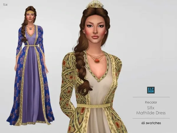 Alpha Sifix Mathilde Dress RC by elfdor - The Sims 4 Custom Content