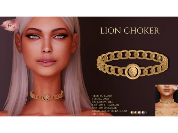 Alpha Lion Choker by [RG] - The Sims 4 Custom Content