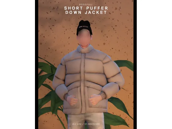 Alpha BED_TS4 M Short puffer down jacket by BED MUSAE - The Sims 4 Custom Content