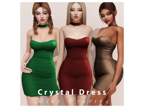 Alpha Blue Craving Crystal Dress by bluecraving - The Sims 4 Custom Content
