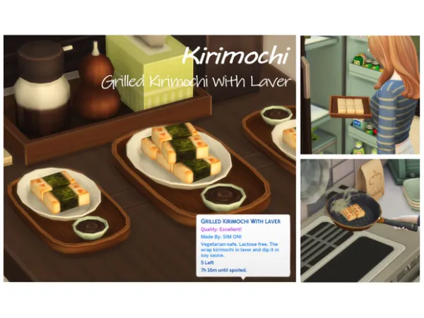 Maxis Match January 2022 Recipe_Grilled Kirimochi With Laver by ONI - The Sims 4 Custom Content