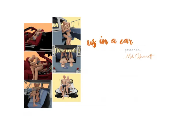 Maxis Match Us in a Car Posepack by melbennett - The Sims 4 Custom Content