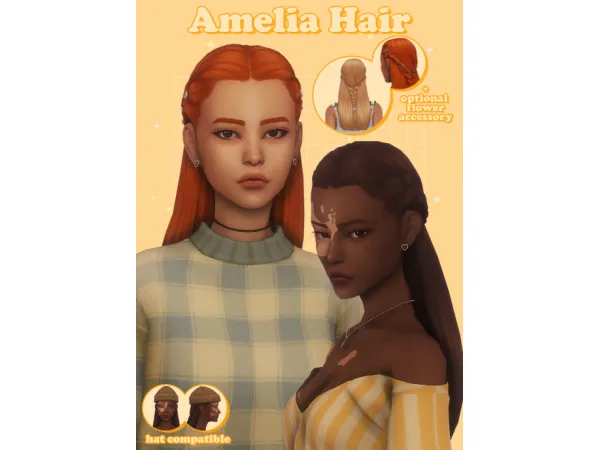 Maxis Match Amelia Hair by simancholy - The Sims 4 Custom Content