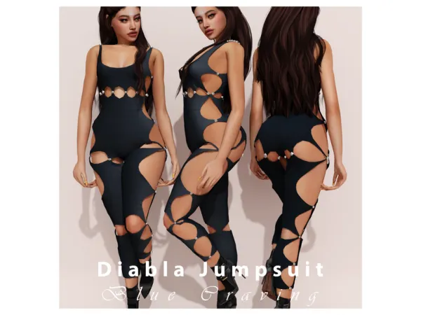 Alpha Blue Craving Diabla Jumpsuit - The Sims 4 Custom Content