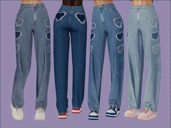Heart Baggy Jeans by simsfinds - The Sims 2 Custom Content