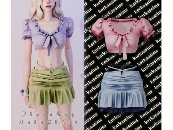 Alpha FLORA TOPNALA SKIRT by korkassims - The Sims 4 Custom Content