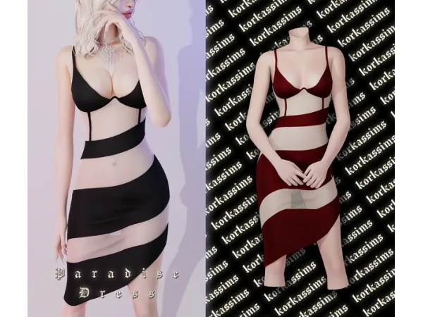 Alpha PARADISE DRESS by simsfinds - The Sims 4 Custom Content
