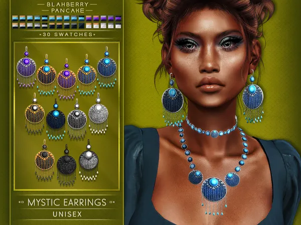 Alpha Blahberry Pancake Mystic Earrings - The Sims 4 Custom Content