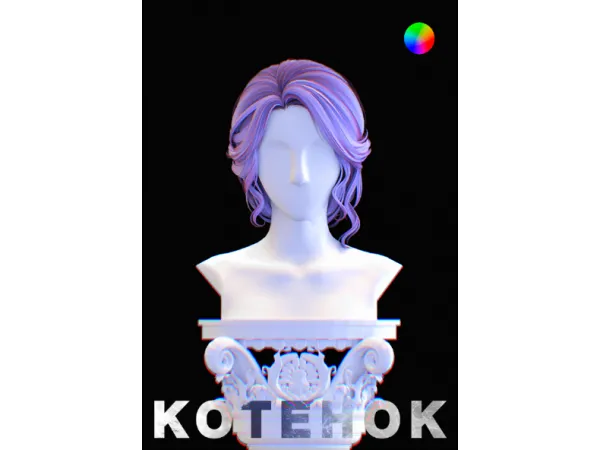 Alpha Blue Velvet Hair by kotehoksims - The Sims 4 Custom Content