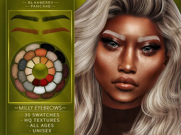 Alpha Milly eyebrows (unisex all ages) blahberry pancake - The Sims 4 Custom Content