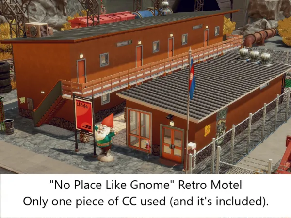 Maxis Match No Place Like Gnome Motel Residential Lot (Only 1 and it's included) by LadyIslay - The Sims 4 Custom Content