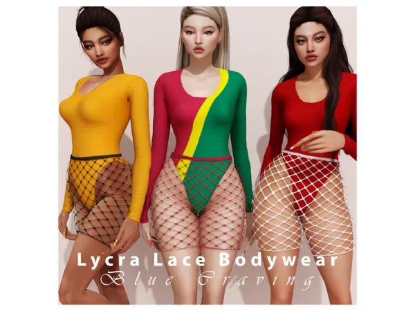 Alpha Blue Craving Lycra Lace Bodywear by bluecraving - The Sims 4 Custom Content