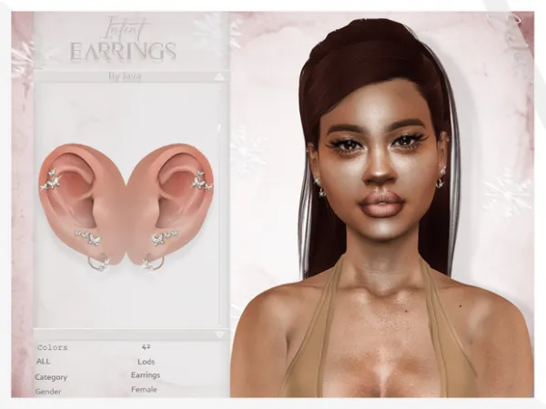 Alpha Intent Earring Set (Merry Christmas) by JavaSims - The Sims 4 Custom Content