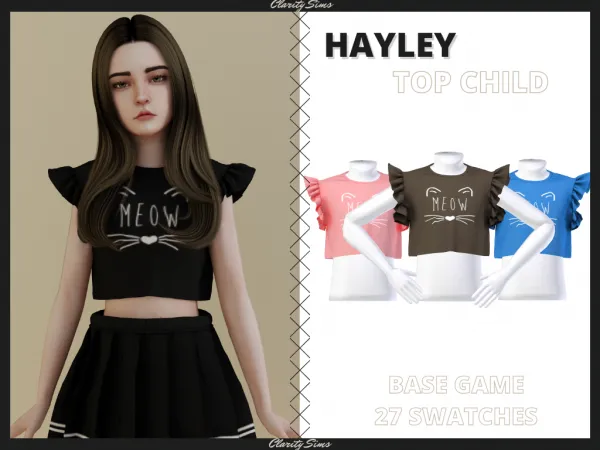 Alpha Hayley Top Child by clarity-sims - The Sims 4 Custom Content