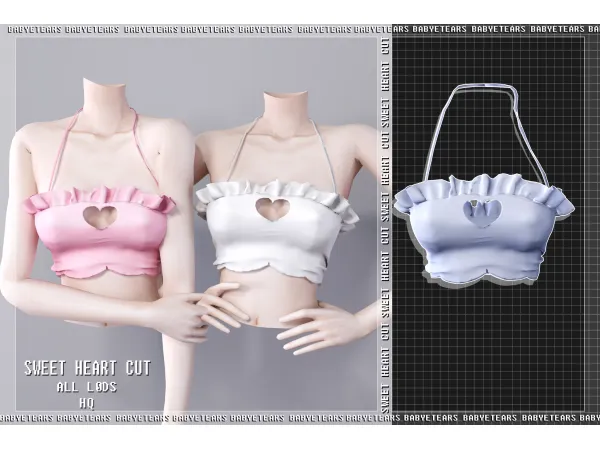 Alpha Rework sweet top heart cut babyetears by babyetears - The Sims 4 Custom Content