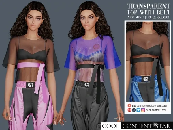Alpha Top with belt cool_content_star - The Sims 4 Custom Content