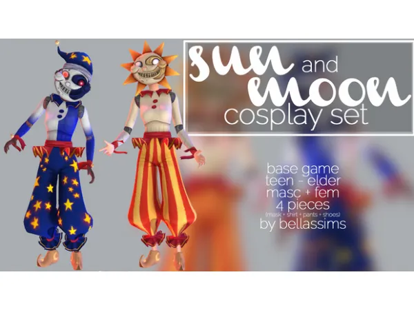 Mix FNAF Sun and Moon Cosplay Set by [Bellassims] - The Sims 4 Custom Content