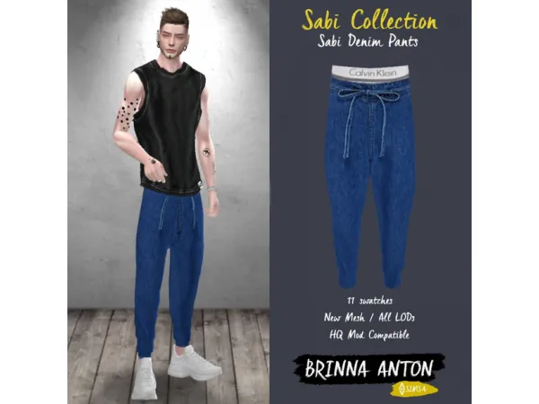 Alpha SABI COLLECTION Sabi Denim Pants by simsfinds - The Sims 4 Custom Content